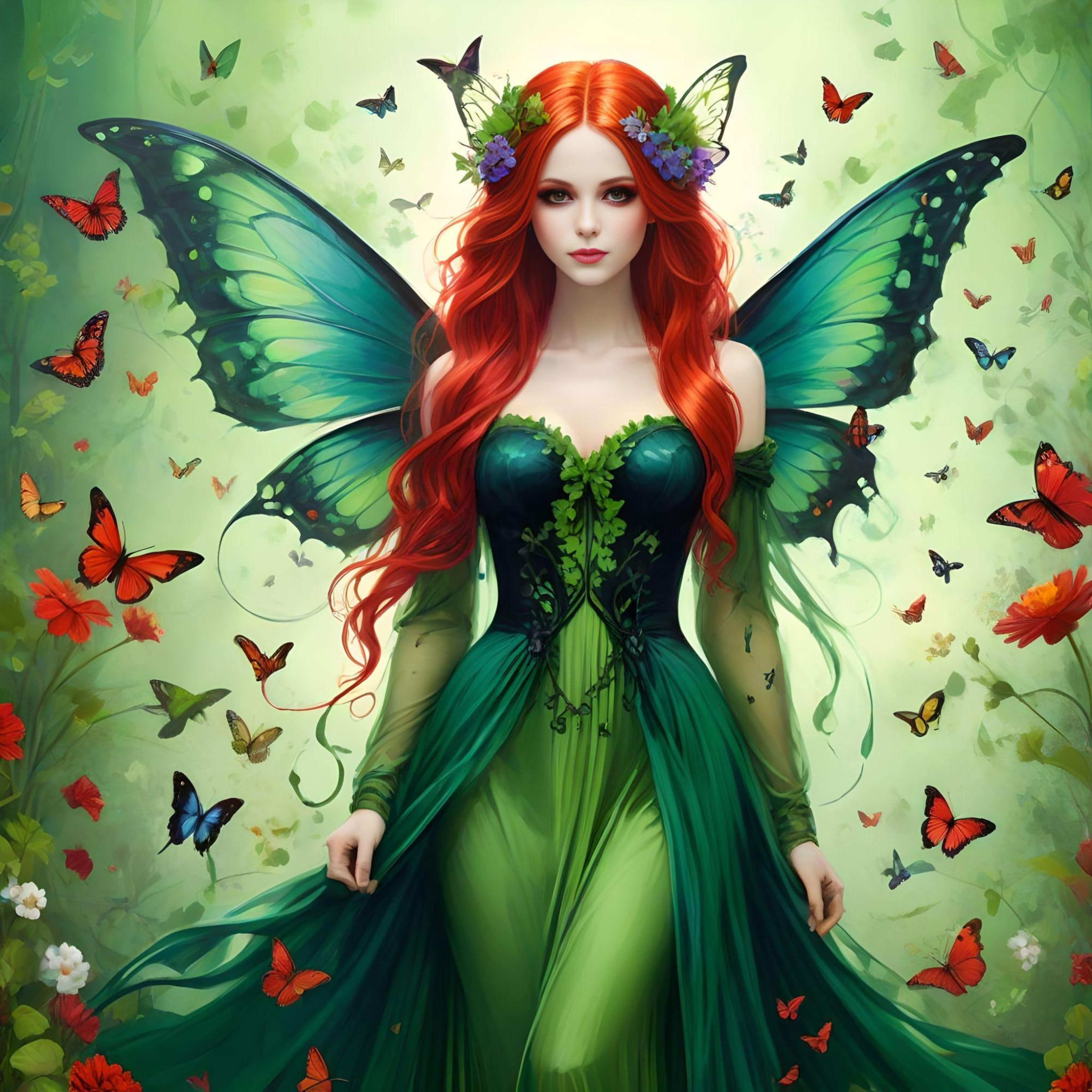the-green-fairy-with-butterflies